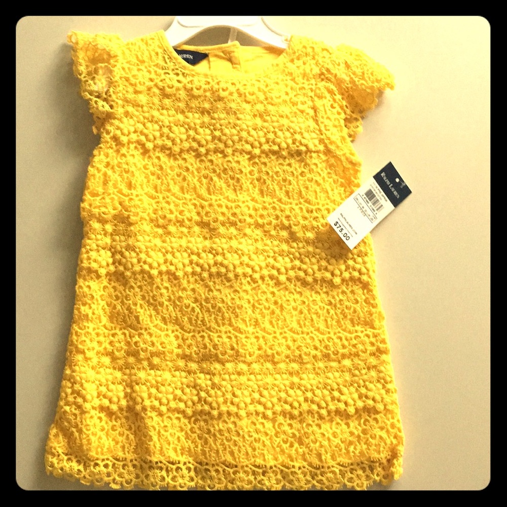 Little girls cotton lace shift dress